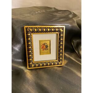 VTG Italy Mini Painting  GoldFoil Frutti di Stagione postage stamp size art VGUC